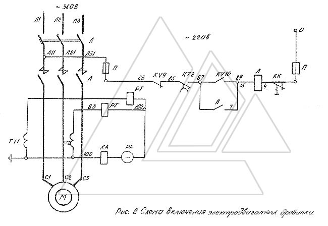 Схема включения электродвигателя дробилки